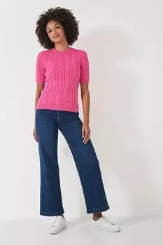 Свитер Crew Clothing с короткими рукавами и косой вязкой Crew Clothing Company, розовый