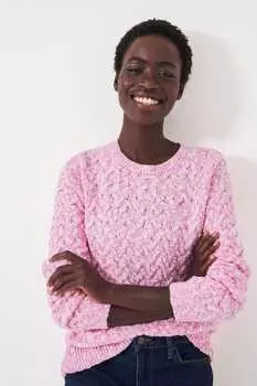 Свитер Crew Clothing с круглым вырезом и косой вязкой Crew Clothing Company, розовый