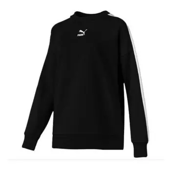Свитер crew neck jumper sweater 'black white' Puma, черный