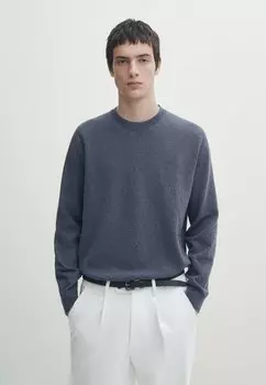 Свитер Crew Neck Massimo Dutti, цвет blue denim