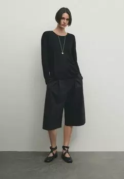 Свитер Crew Neck Shimmery Massimo Dutti, черный