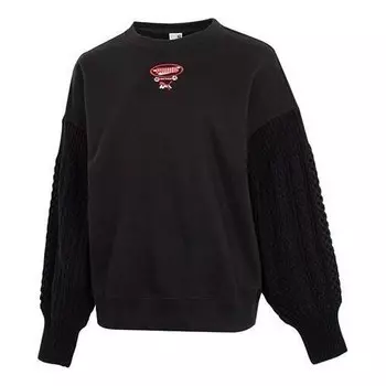 Свитер crew neck sweatshirt 'black' Puma, черный