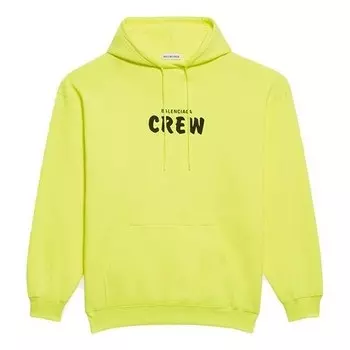 Свитер crew printing hoodie yellow Balenciaga, желтый
