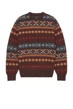 Свитер crew с узором fair isle 3g Beams Plus, коричневый