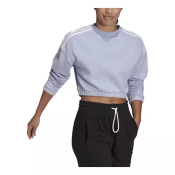 Свитер crop crew loose round neck long sleeves hoodie purple Adidas, фиолетовый
