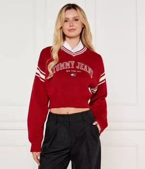 Свитер Cropped fit Tommy Jeans, красный
