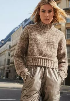 Свитер Cropped High Neck Long Sleeve Next, цвет neutral brown