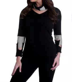 Свитер Cut Work черного/каменного цвета ANGEL