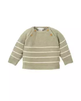 Свитер цвета хаки для мальчика в полоску Tutto Piccolo