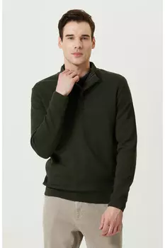 Свитер цвета хаки из жаккардового трикотажа с высоким воротником Network, хаки