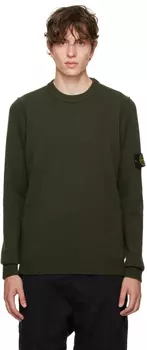 Свитер цвета хаки с круглым вырезом Stone Island