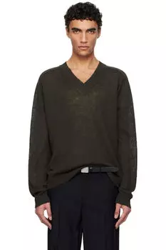 Свитер цвета хаки с V-образным вырезом OUR LEGACY
