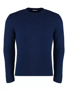 Свитер цвета верблюжьей шерсти с круглым вырезом Malo, синий