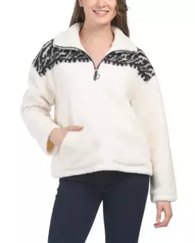 Свитер Dani Sherpa на молнии до половины Lna, цвет Cream