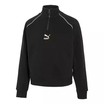 Свитер das cc graphic half-zip crew 'black' Puma, черный