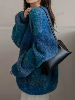 Свитер Dazy-Less с эффектом омбре, заниженная линия плеча Dazy, синий