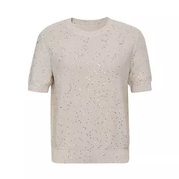 Свитер Deep Breath с короткими рукавами и блестками, абрикосовый