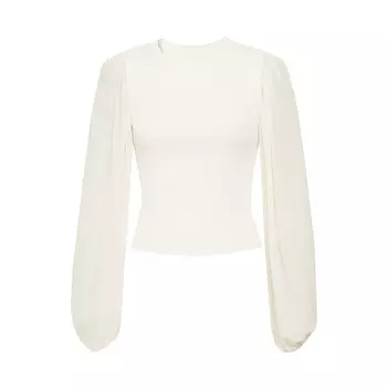 Свитер Deep Breath с объемными рукавами и круглым вырезом, белый