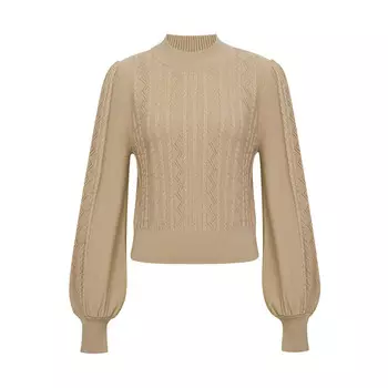 Свитер Deep Breath с перфорированной текстурой и рукавами-фонариками, овес