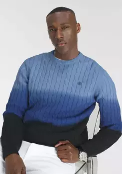 Свитер DELMAO с круглым вырезом, узором "косы" и цветовым градиентом — НОВЫЙ БРЕНД!, синий
