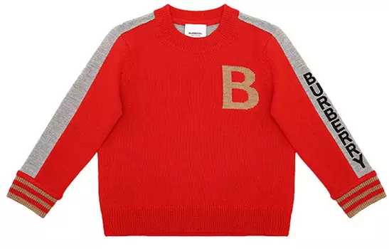 Свитер детский Burberry, красный / серый