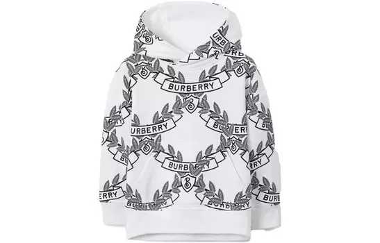 Свитер детский Burberry с карманом-кенгуру, белый