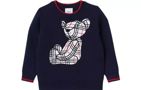 Свитер детский Burberry с принтом, темно-синий