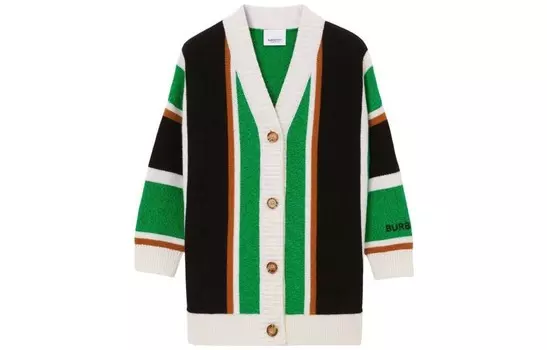 Свитер детский Burberry, зеленый / белый