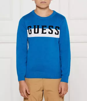 Свитер детский Guess хлопковый с полосой, синий