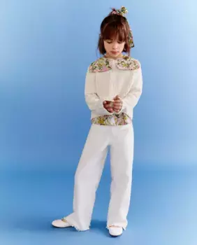 Свитер для девочек из синели на пуговицах Kids El Corte Ingls, цвет 120 Crudo