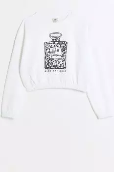 Свитер для девочек с леопардовым принтом River Island, белый