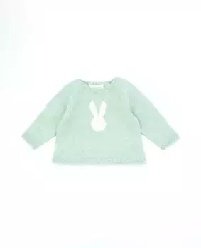 Свитер для девочки цвета морской волны с жаккардовым узором в виде кролика Fina Ejerique