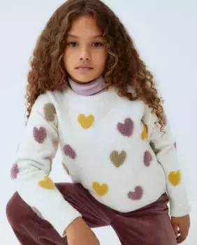 Свитер для девочки Ingarsia fantasia сплошной Kids El Corte Ingls, белый