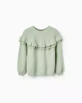 Свитер для девочки с длинными рукавами и рюшами Zippy, светло-зеленый