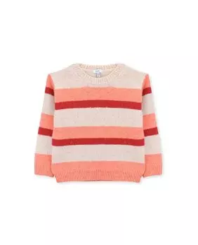 Свитер для девочки с круглым вырезом в полоску KNOT, мультиколор