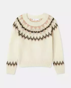 Свитер для девочки с рождественскими мотивами из жаккарда Kids El Corte Ingls, белый