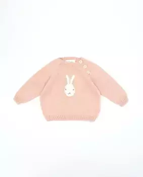 Свитер для девочки с жаккардовым узором в виде зайчика Fina Ejerique, розовый