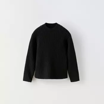 Свитер для девочки Zara Ribbed Knit, черный