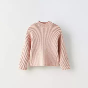 Свитер для девочки Zara Ribbed Knit, розовый