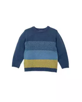 Свитер для мальчика атлантического синего цвета с круглым вырезом Tutto Piccolo