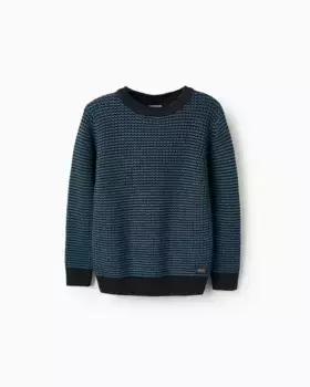 Свитер для мальчика крупной вязки с круглым вырезом Zippy, синий