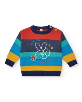 Свитер для мальчика яркого цвета с вышивкой Tuc tuc, мультиколор