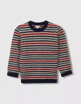 Свитер для мальчика с круглым вырезом в технике интарсии Gocco, мультиколор
