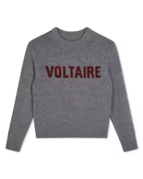 Свитер для мальчика с круглым вырезом и надписью спереди Zadig & Voltaire, серый