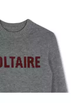 Свитер для мальчика с круглым вырезом и надписью спереди Zadig & Voltaire, темно-серый