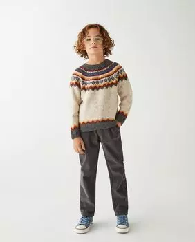 Свитер для мальчика с круглым вырезом и бордюрным принтом El Corte Ingls, мультиколор