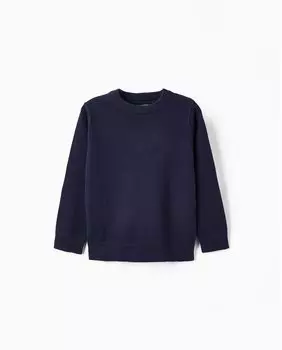 Свитер для мальчика с круглым вырезом и ребристой отделкой Zippy, темно-синий