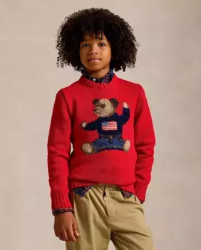 Свитер для мальчика с Polo Bear красного цвета Polo Ralph Lauren, красный