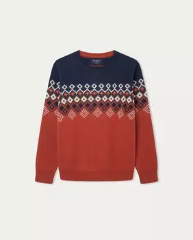 Свитер для мальчика с сочетанием цветов и круглым вырезом Hackett, мультиколор