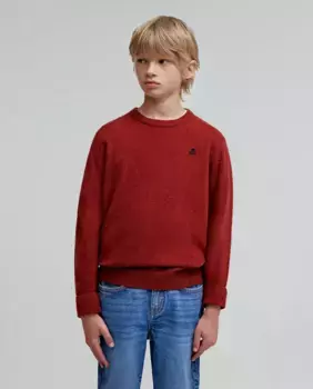 Свитер для мальчика с вышитым черепом Scalpers, коричневый